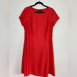 Sharagano Womens Orange Textured Short Sleeve Dress Plus 18W Stretch Knit